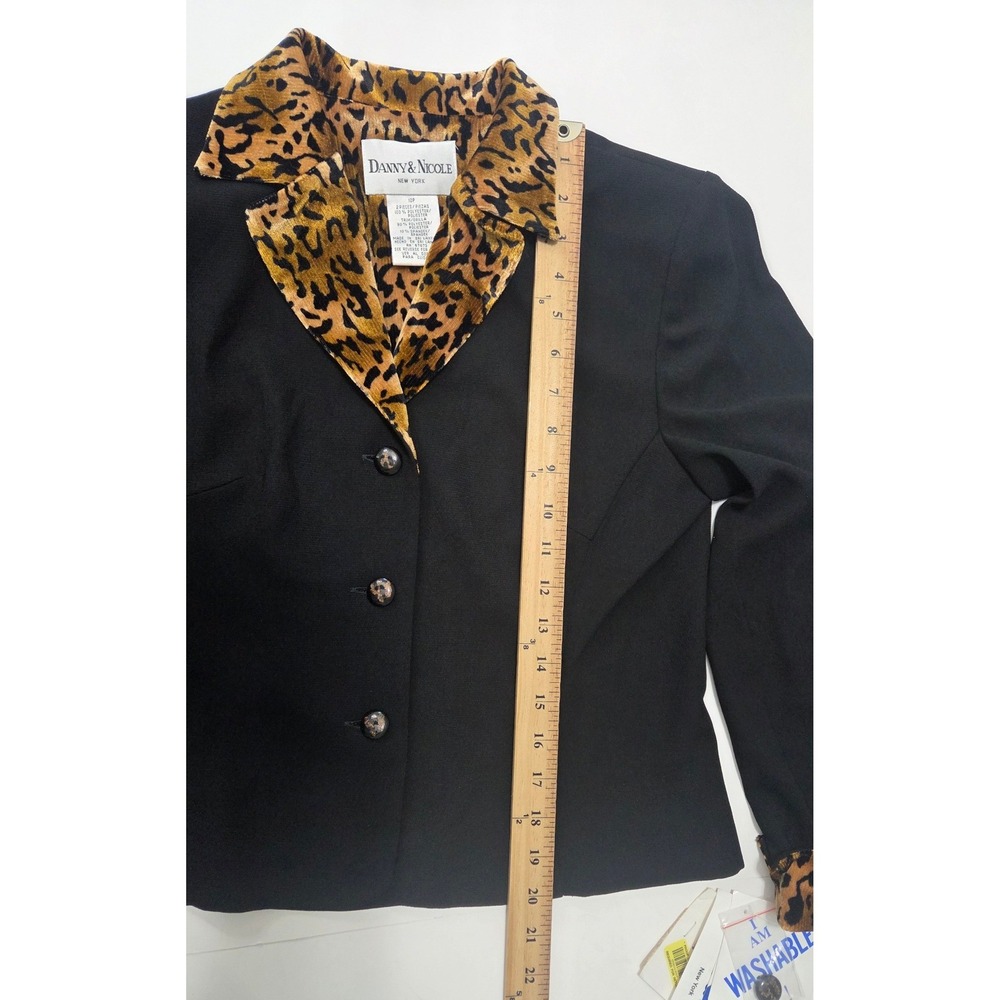 Danny & Nicole Womens Black Leopard Print Trim Blazer Jacket 10P NWT Mob Wife - Picture 7 of 8